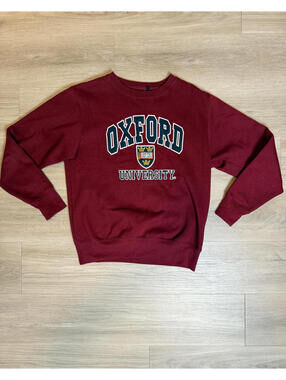 Official Vintage Oxford Sweatshirt University Crewneck Red College Pullover S